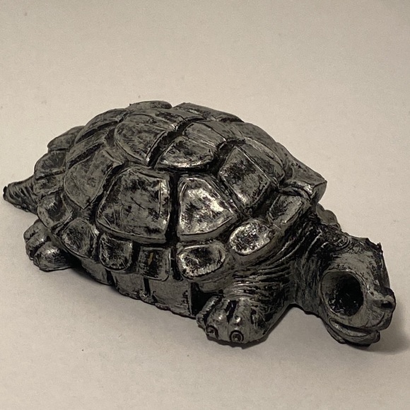 Vintage Turtle figurine painted Black and silver Made in Italy - Picture 13 of 15